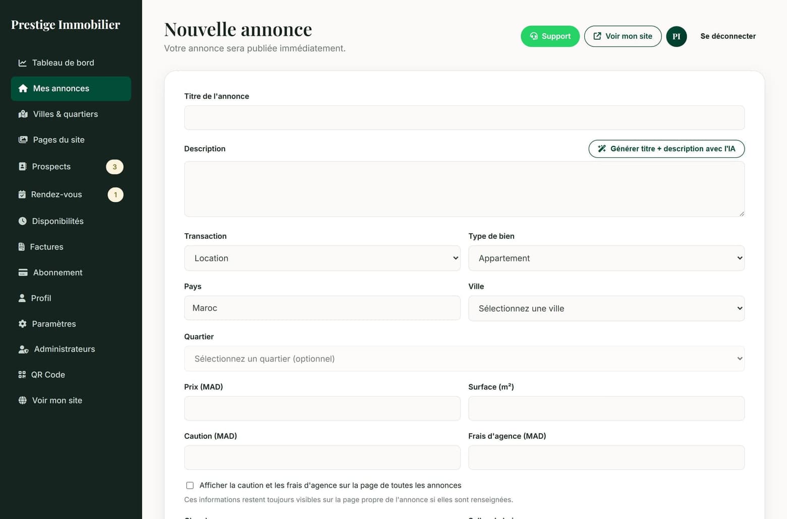 CourtierMarket — dashboard SaaS immobilier